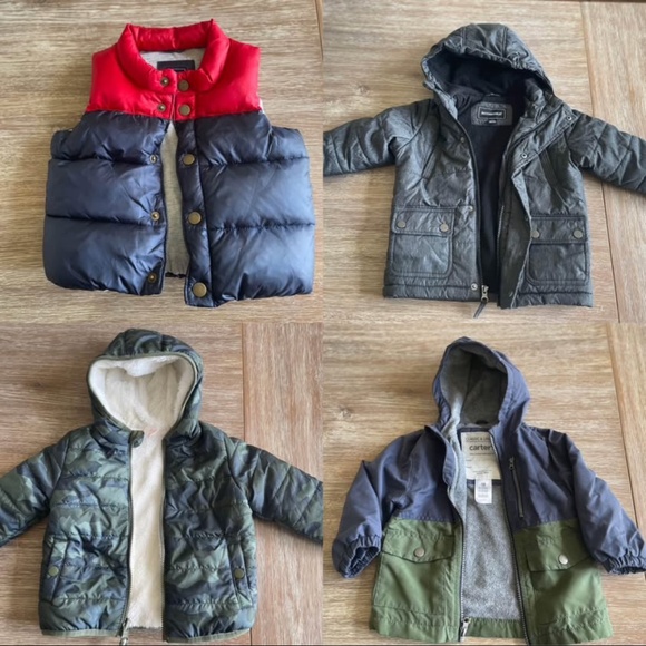 Set of 4 pieces (12-18 month baby) fall / winter clothes (jacket, coat, vest) -